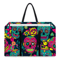 Teal Pink Sugar Skull Pattern Print Utility Tote Bag