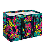 Teal Pink Sugar Skull Pattern Print Utility Tote Bag