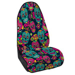 Teal Pink Sugar Skull Pattern Print Waterproof Car Seat Cover