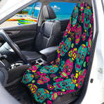 Teal Pink Sugar Skull Pattern Print Waterproof Car Seat Cover