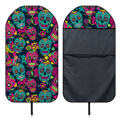 Teal Pink Sugar Skull Pattern Print Waterproof Car Seat Cover