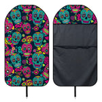 Teal Pink Sugar Skull Pattern Print Waterproof Car Seat Cover