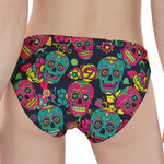 Teal Pink Sugar Skull Pattern Print Women's Panties