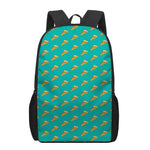 Teal Pizza Pattern Print 17 Inch Backpack