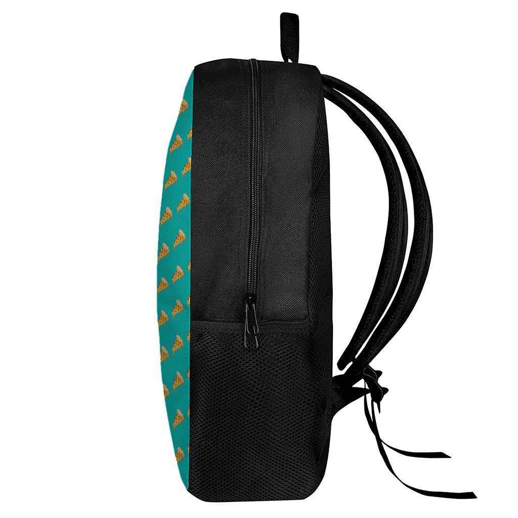 Teal Pizza Pattern Print 17 Inch Backpack