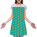 Teal Pizza Pattern Print Adjustable Apron