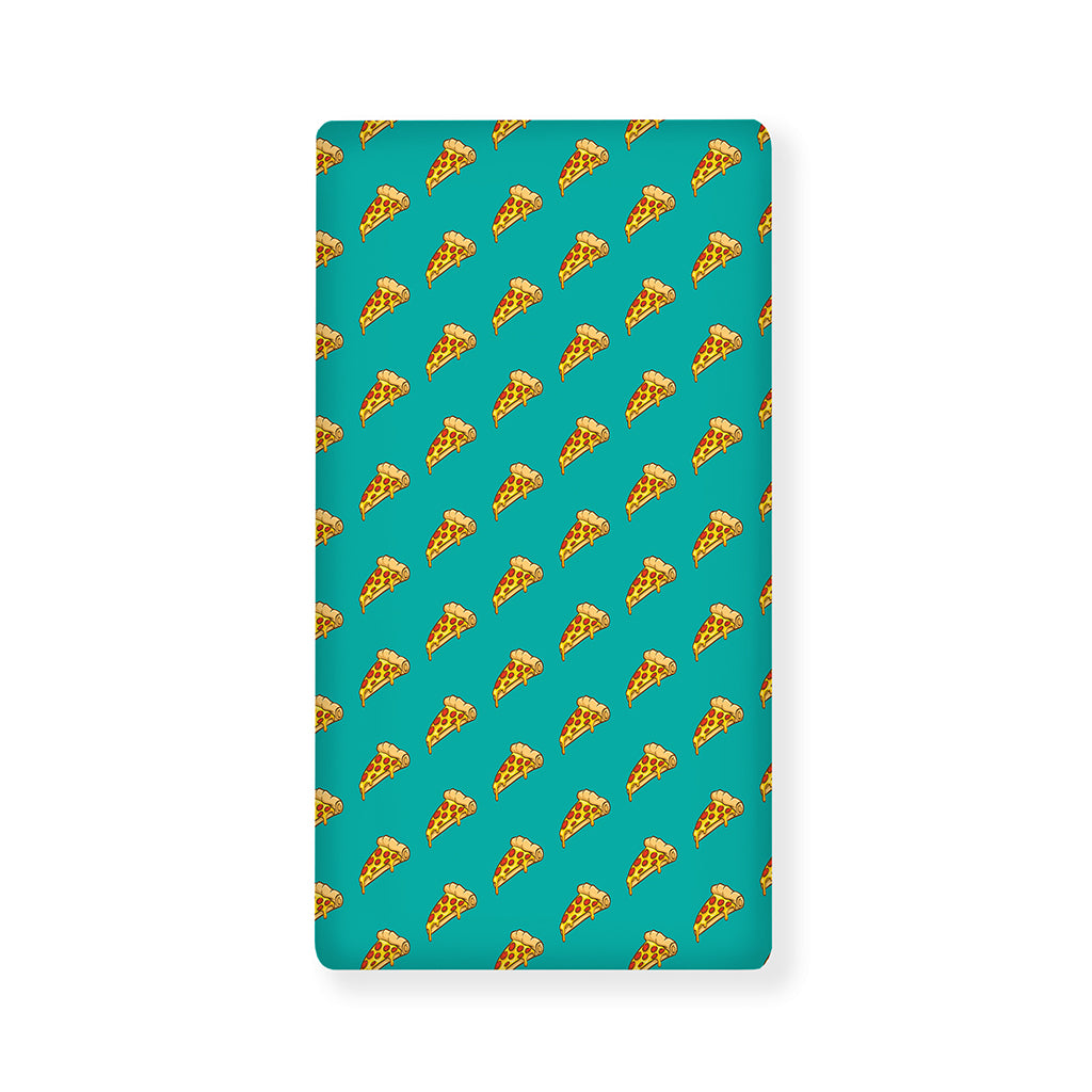 Teal Pizza Pattern Print Baby Crib Sheet