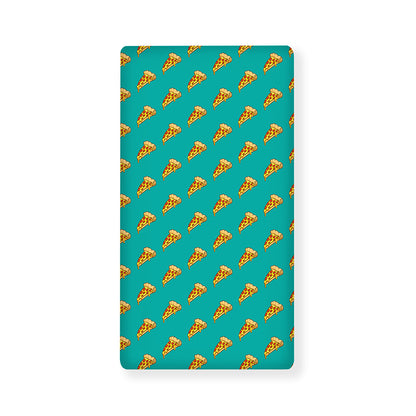 Teal Pizza Pattern Print Baby Crib Sheet