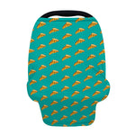 Teal Pizza Pattern Print Baby Seat Cover