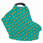 Teal Pizza Pattern Print Baby Seat Cover