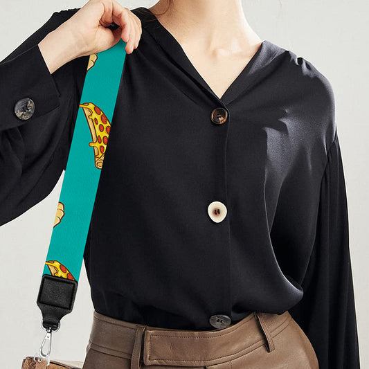 Teal Pizza Pattern Print Bag Strap