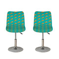 Teal Pizza Pattern Print Bar Stool Covers