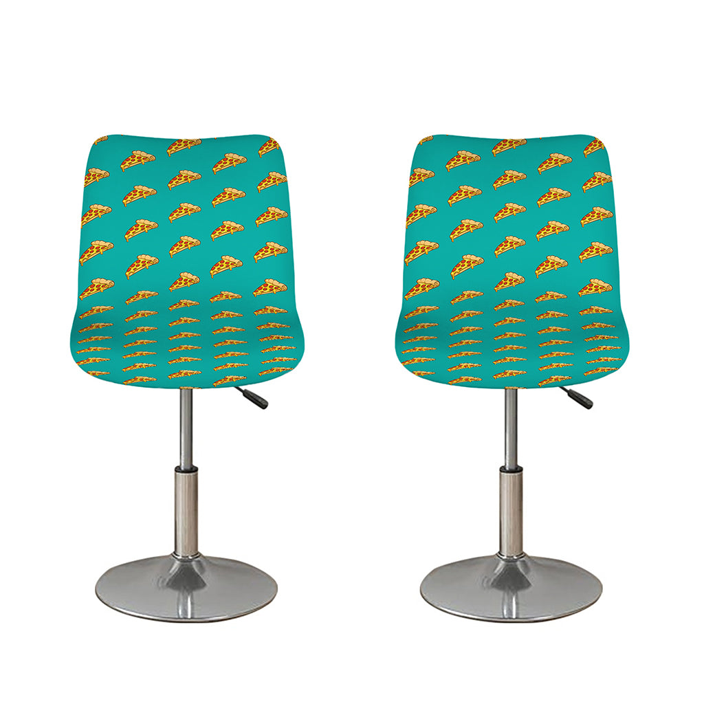 Teal Pizza Pattern Print Bar Stool Covers