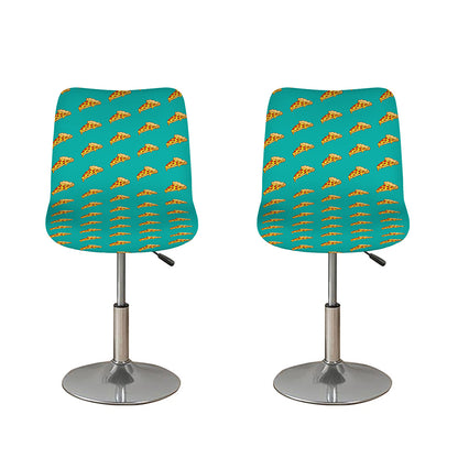 Teal Pizza Pattern Print Bar Stool Covers
