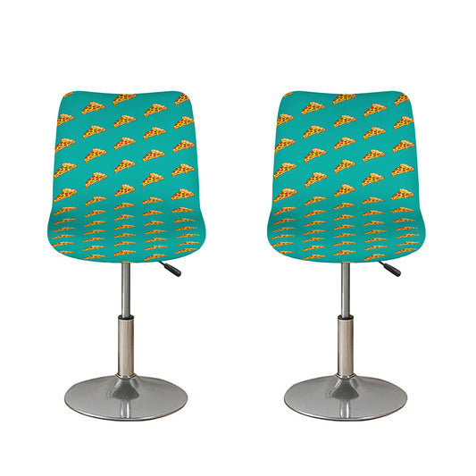 Teal Pizza Pattern Print Bar Stool Covers