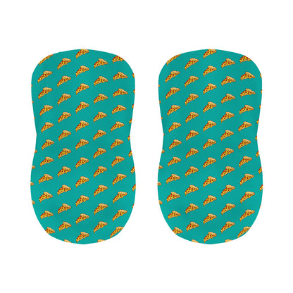 Teal Pizza Pattern Print Bar Stool Covers