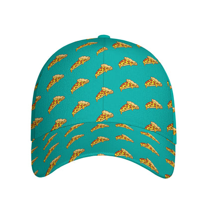 Teal Pizza Pattern Print Baseball Cap