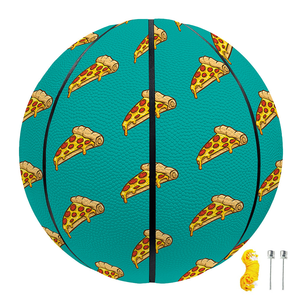 Teal Pizza Pattern Print Basketball