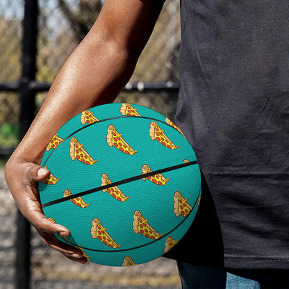 Teal Pizza Pattern Print Basketball