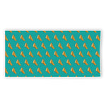 Teal Pizza Pattern Print Beach Towel