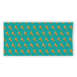 Teal Pizza Pattern Print Beach Towel