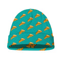 Teal Pizza Pattern Print Beanie