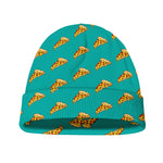 Teal Pizza Pattern Print Beanie