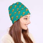 Teal Pizza Pattern Print Beanie