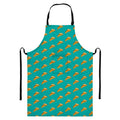 Teal Pizza Pattern Print Bib Apron With Pocket