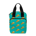 Teal Pizza Pattern Print Bible Tote Bag