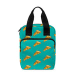 Teal Pizza Pattern Print Bible Tote Bag