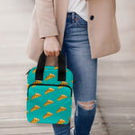 Teal Pizza Pattern Print Bible Tote Bag