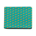 Teal Pizza Pattern Print Bifold Wallet