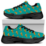 Teal Pizza Pattern Print Black Chunky Shoes
