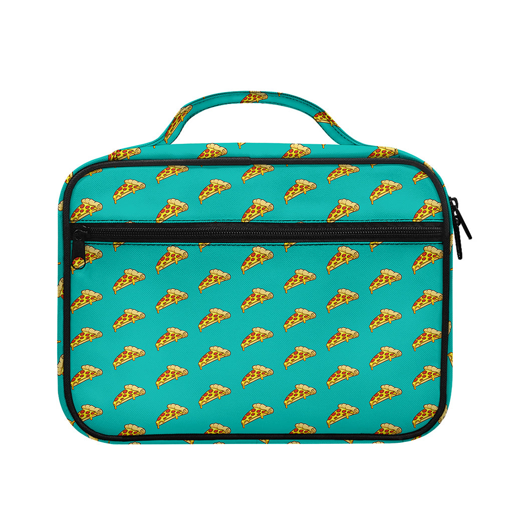 Teal Pizza Pattern Print Briefcase Bible Bag