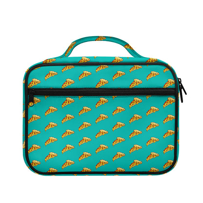 Teal Pizza Pattern Print Briefcase Bible Bag
