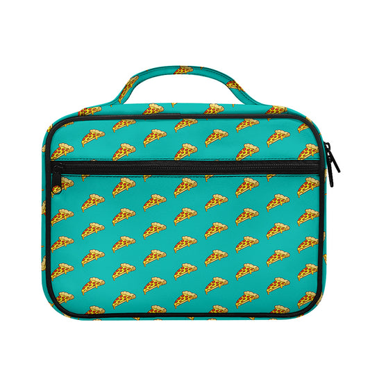 Teal Pizza Pattern Print Briefcase Bible Bag