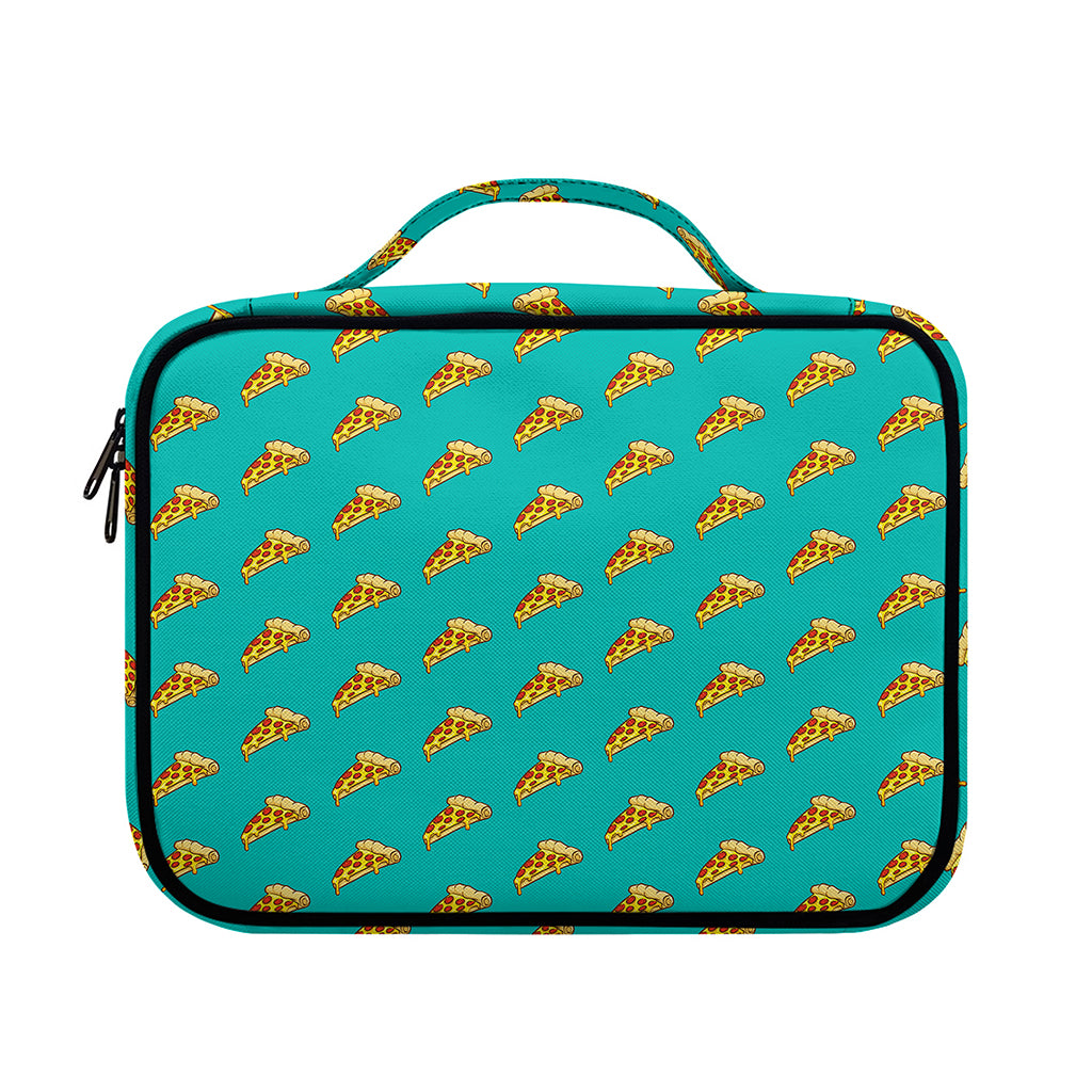 Teal Pizza Pattern Print Briefcase Bible Bag