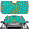 Teal Pizza Pattern Print Car Windshield Sun Shade
