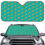 Teal Pizza Pattern Print Car Windshield Sun Shade