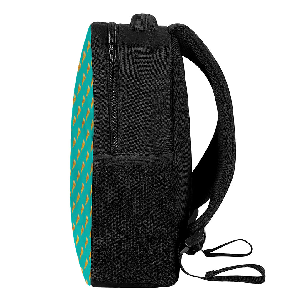 Teal Pizza Pattern Print Casual Backpack