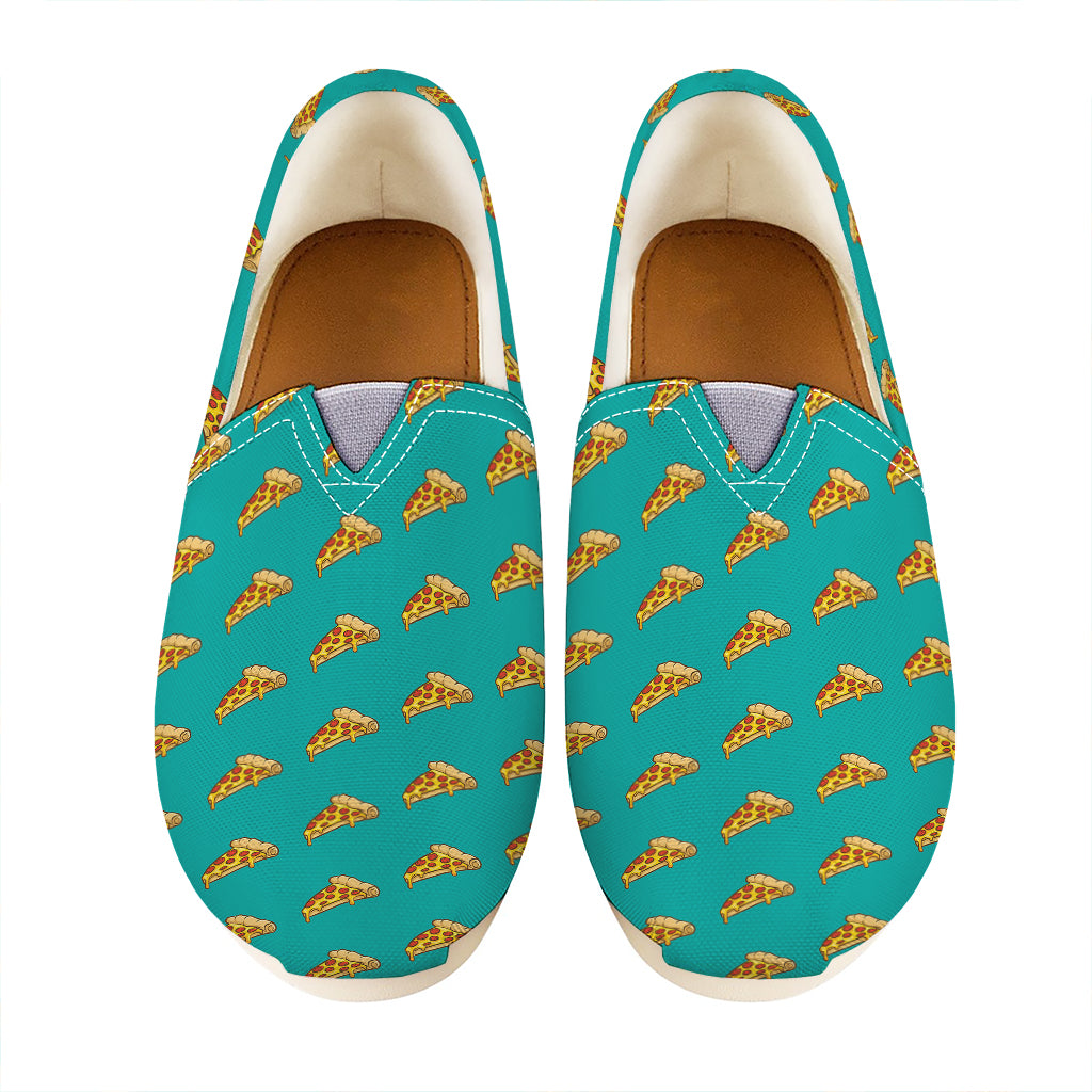 Teal Pizza Pattern Print Casual Shoes