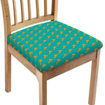 Teal Pizza Pattern Print Chair Cushion Cover