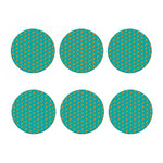 Teal Pizza Pattern Print Coaster Set