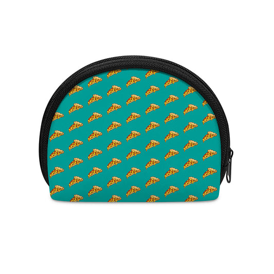 Teal Pizza Pattern Print Coin Purse