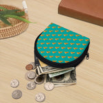 Teal Pizza Pattern Print Coin Purse