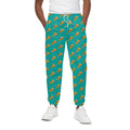 Teal Pizza Pattern Print Cotton Sweatpants