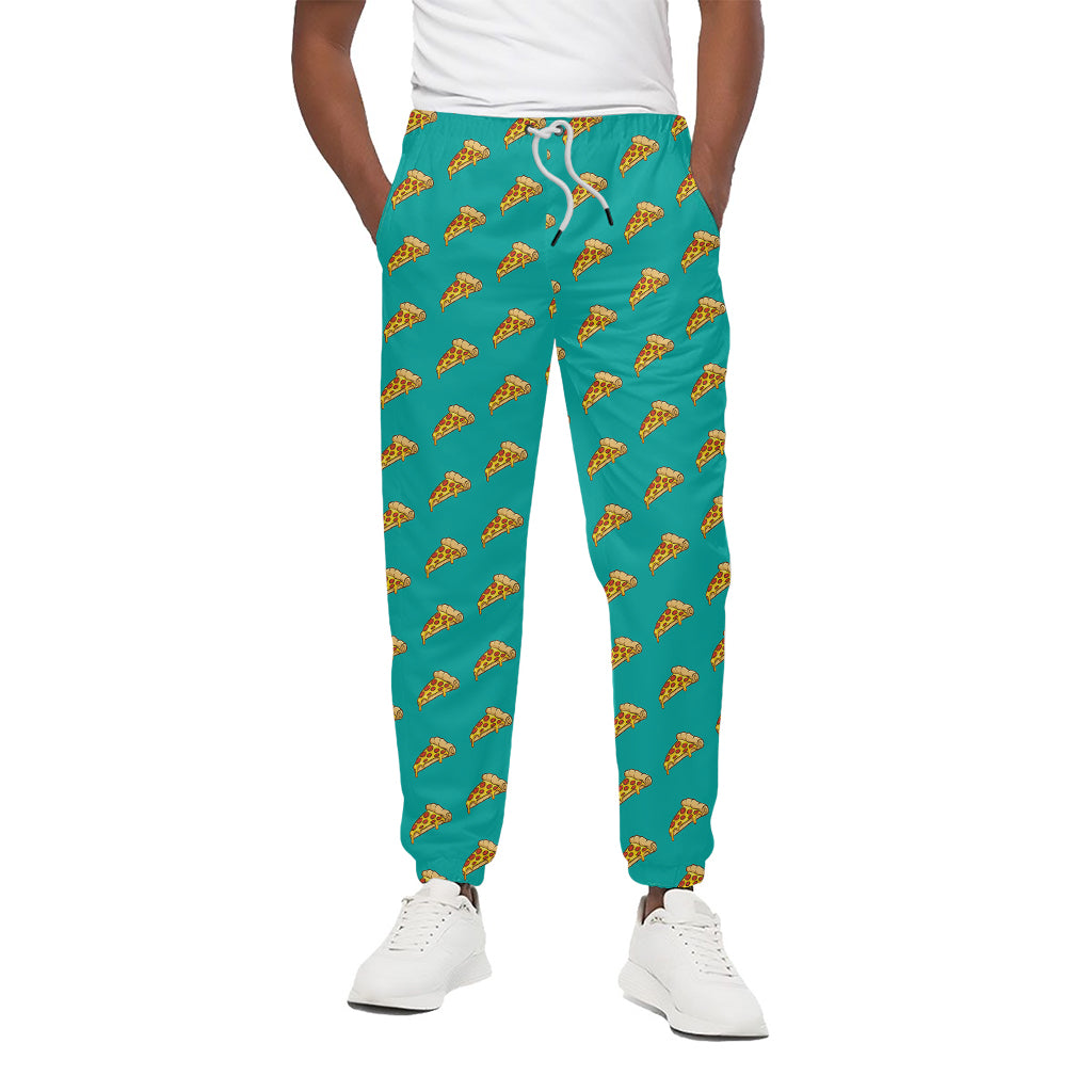 Teal Pizza Pattern Print Cotton Pants