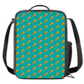 Teal Pizza Pattern Print Crossbody Lunch Bag