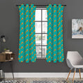 Teal Pizza Pattern Print Grommet Curtain Panels